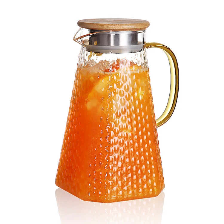 AIHPO3 Wholesale 2023 New Hot Cold Beverages 1.5L Heat Resistant Glass Pitcher Ice Tes Carafe Cold Water Jug with Lid