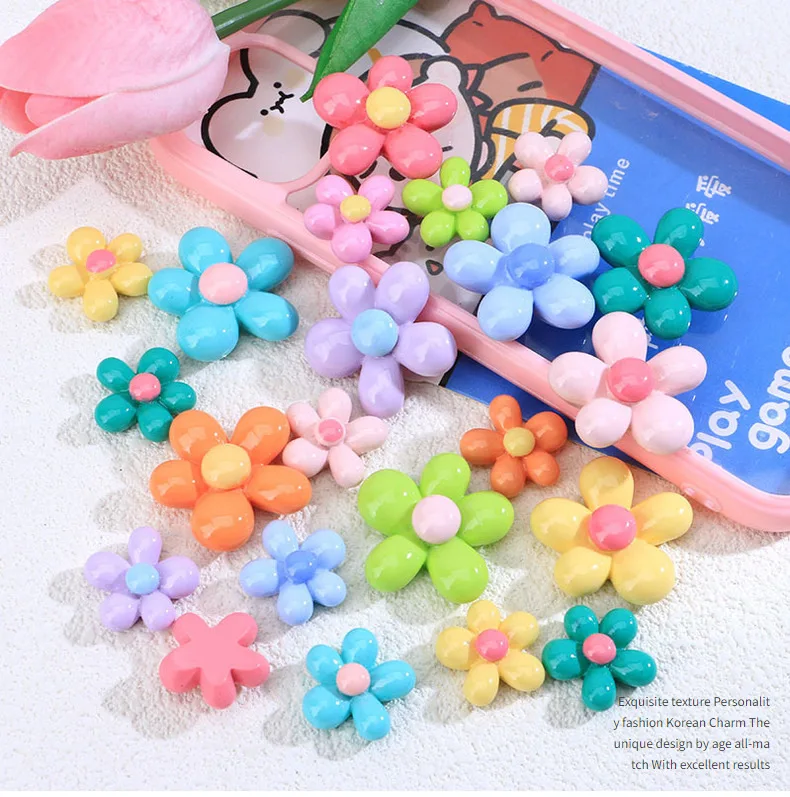 Size Plum Blossom DIY solid color resin homemade phone case material pack resin ornaments accessories hair clip head