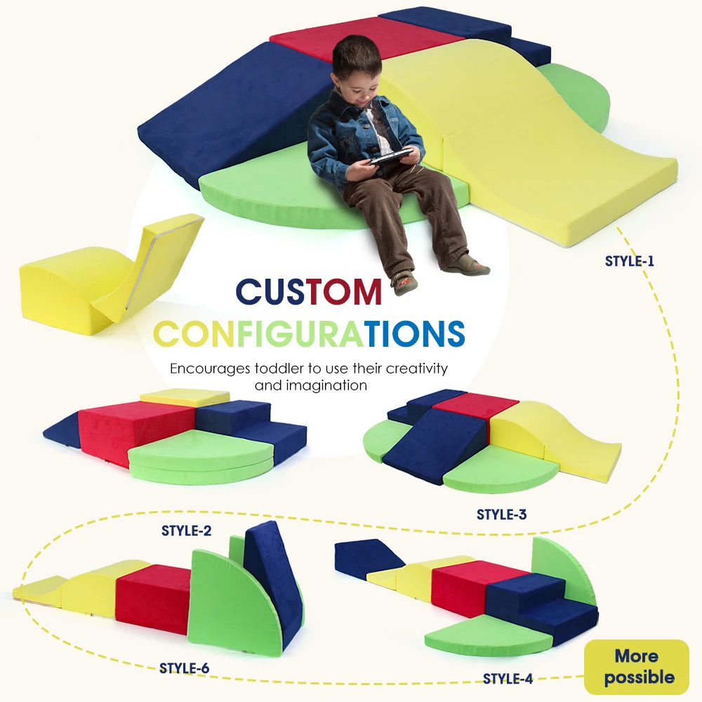 6 Pieces DIY Climbing toys for Toddlers Climb & Crawl Soft Foam Play Block Activity Play Set Gym Climbing Blocks Indoor