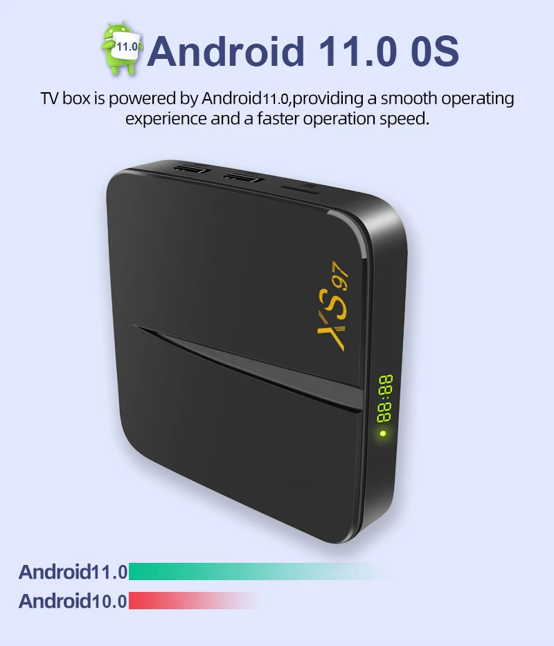Free Packaging Customization XS97 Smart android 11 tv box with Powerful Amlogic S905W2 4K Ultra HD tvbox