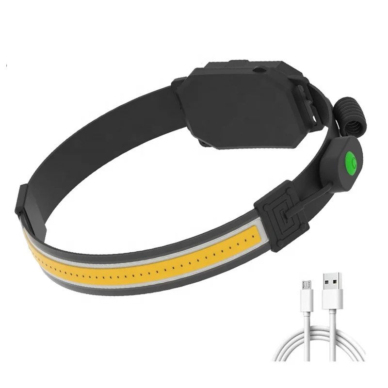  2021New Product Hot Sales Ultra-Low Profile Durable Elastic USB Rechargeable Headband Light COB Bar