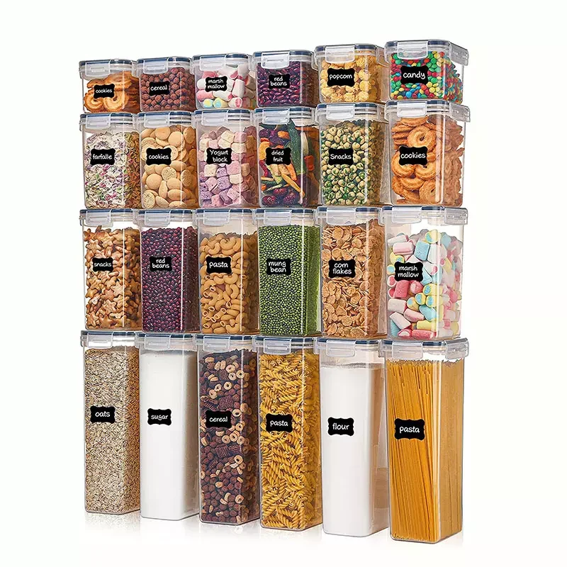 2022 Hot Sale Transparent Plastic BPA Free 100% Airtight Kitchen Food Storage Container Set with Lids