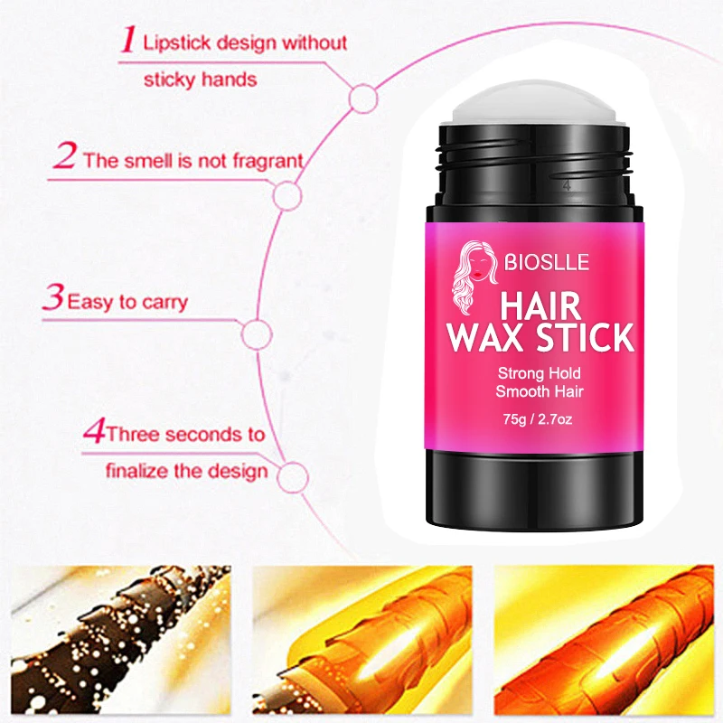 BIOSLLE Wholesale Strong Hold No Greasy Plastic Black Tube Hair Wax Stick Shining Keep Texture Heat Protectant Private Label