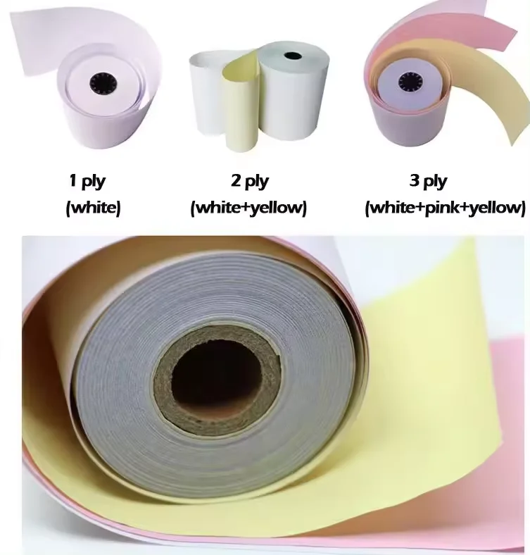 Recommend Invoice Bill Self-copy Paper Blue Image 75*75 NCR Carbonless Paper Rolls