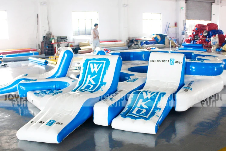 JOYFUL FUN customized PVC inflatable floating water island sunbed large