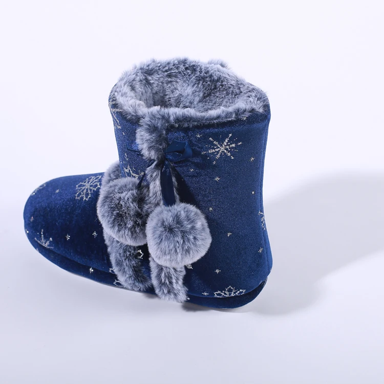 Ladies indoor faux fur slippers house shoes luxury women winter boots