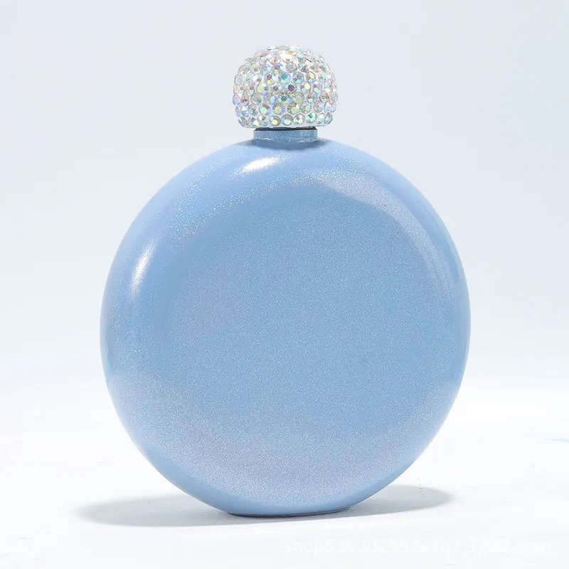 5oz Round Glitter Hip Flask 304 Stainless Steel For Lady drinking Liquor Whiskey