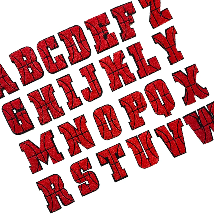 Chenille Iron On Patch Repair 26 basketball Letter Sewing Decal Custom Clothing Chenille Patches