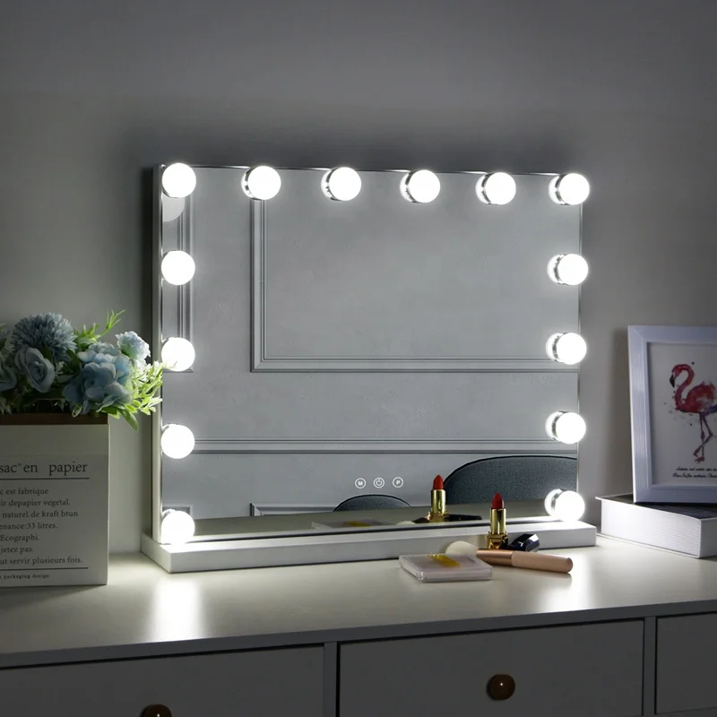 14 Dimmable LED Lighted Touch Switch Adjustable Hollywood Style Makeup Mirror Dressing Mirror with 10X Magnifying Feature