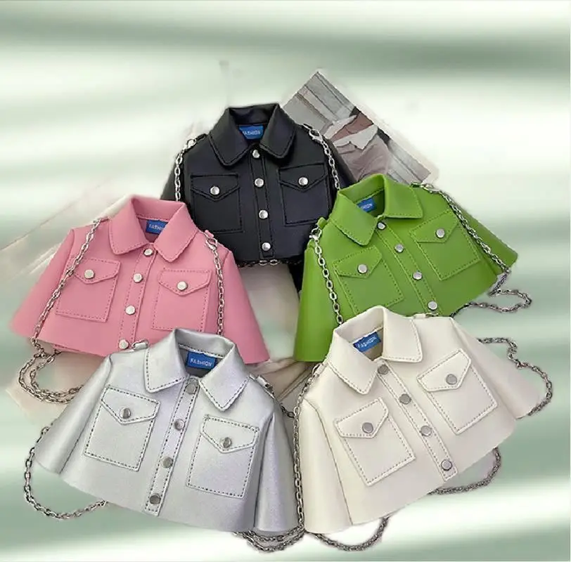 Funny Purse For Young Lady Button Lock Unique Jacket Chains Latest 2024 Letter Shape Purse Cute Mini Trendy Girls Crossbody Bag