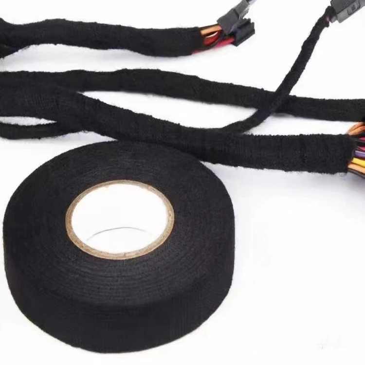 Quick Shipping 19mm*20m Car Automotive Wiring Tape Flameproof Wrapping Fleece Fabric Cloth Black Wire Harness Protection Tape