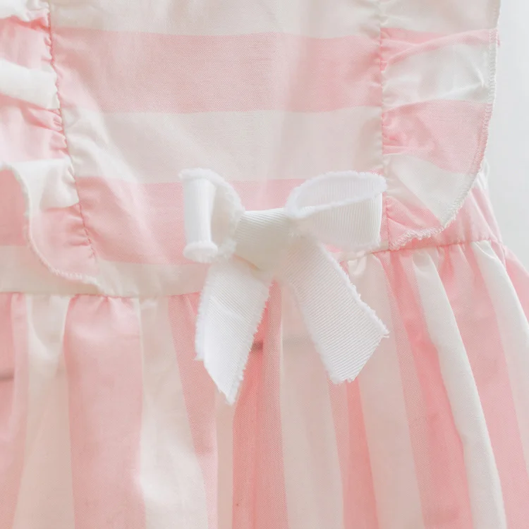 F1726 Bow Baby Dress Summer Baby Girl Cotton Dresses Cute Sleeveless Lace Baby Dress