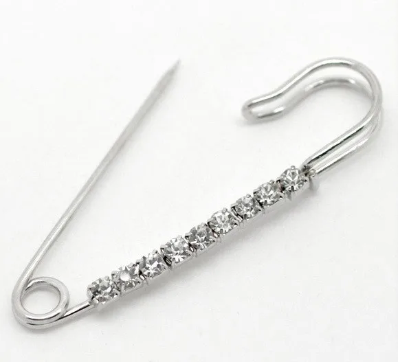 10 Pieces Silver Tone Rhinestone Safety Pins,Brooch Safety Pins for for Skirts Sweater Scarf Lapel Hat Accessories