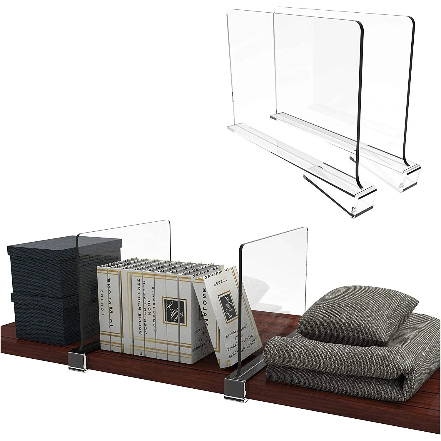 6PCS Multifunction Closets Shelf and Closet Separator for Wood Closet Clothes Clear Acrylic Shelf Dividers