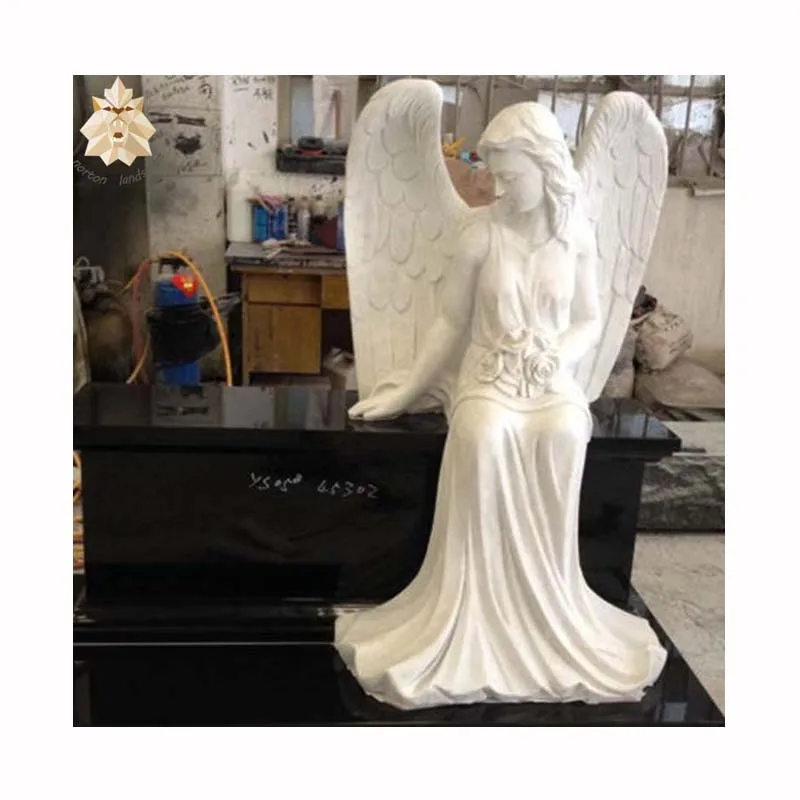  Гранитный сидячий плающий Ангел на заказ надгробие камень мраморные крылья памятник