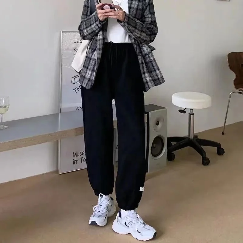 Solid Color Fleece Warm Cotton Plain Dyed High Quality Fashion gray Trousers Casual Women Sports Pants Sweatpants