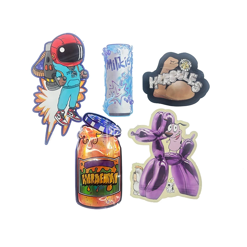 Wholesale MOQ 250pcs Custom Printed Plastic Shaped Gummy Cookie Bags 3.5g Zipper Die Cut Mylar Smell Proof Packaging Bags