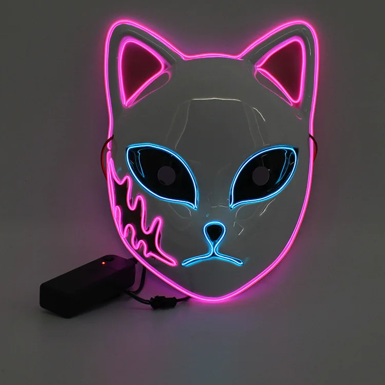2024 Best Selling Plastic Glowing Face Neon Mask Multi Colors Halloween El Wire Light Up Led Rave Mask For Party