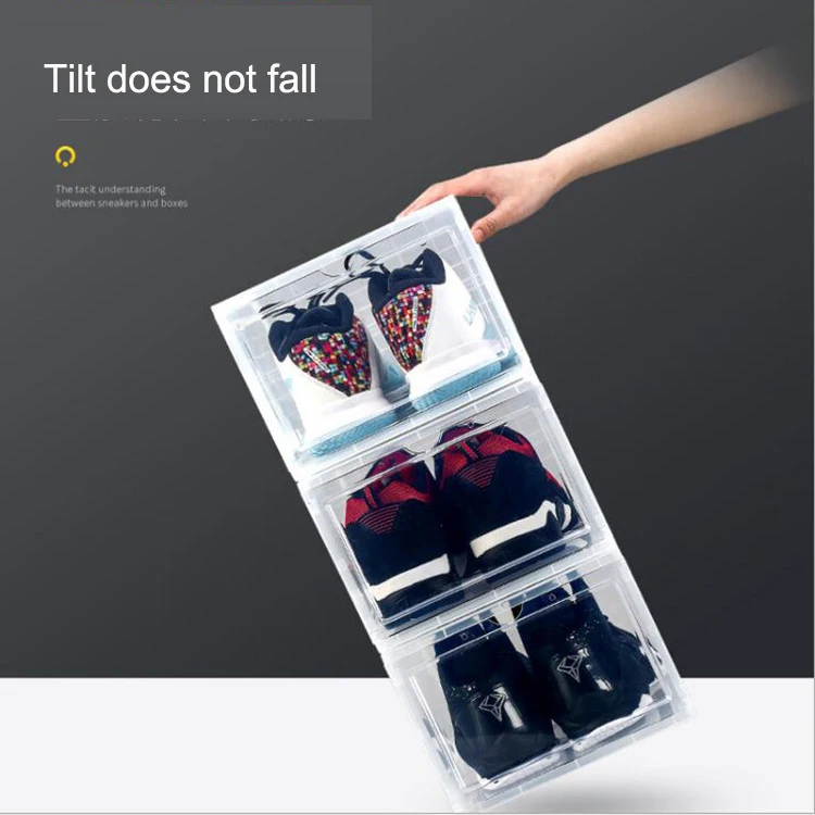 
Plastic Transparent PP Thickening Dustproof Detachable Folding Flap Shoe Storage Box 