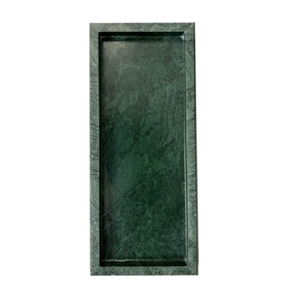wholesale natural luxury small rectangle 13x30cm white green marble stone serving trays