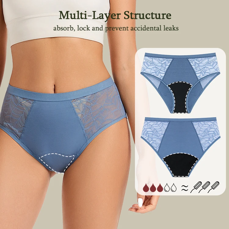 LYNMISS summer high rise lace menstrual panty bambo leakproof panties period women cotton period panties