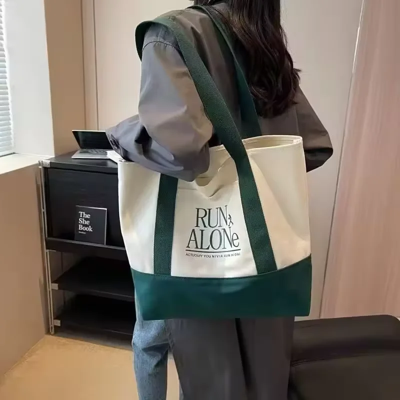 Custom Printed Logo Structured Sustainability Tote Bag Organic Black Cotton Color Gift Shopping Bag with Outside Pocket