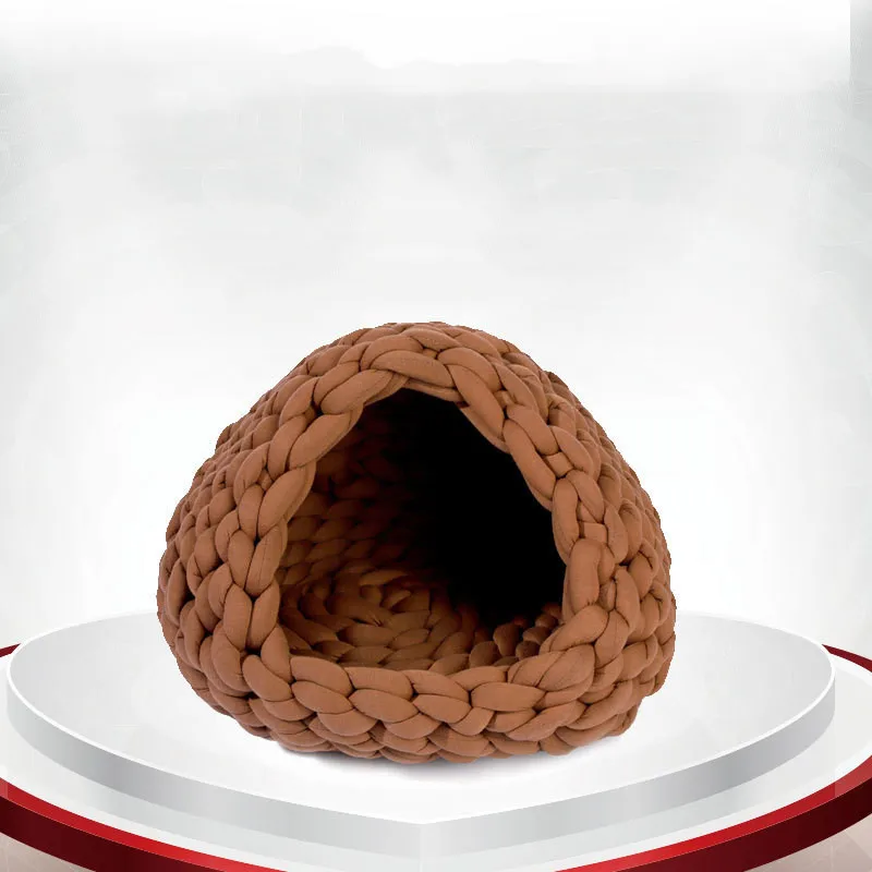 Hand Woven  Nest Four Seasons Universal Removable Core Filling Cotton Coarse Wool Pet Cat Bed