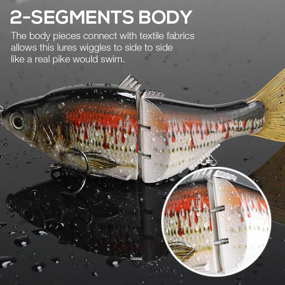 2 Section Glide Swimming Bait Hard ABS Artificial Trout Bass Fishing Lures Live Action Segment Jointed Swimbait Fish Lure