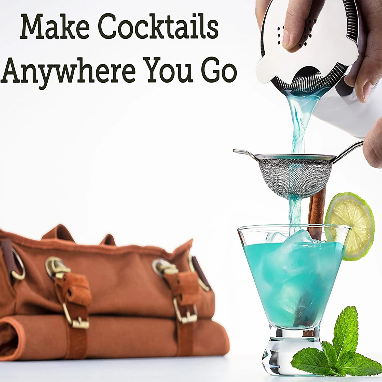 CAMOL factory price professional stainless steel boston shaker set bartender set bar tool with bag bar products