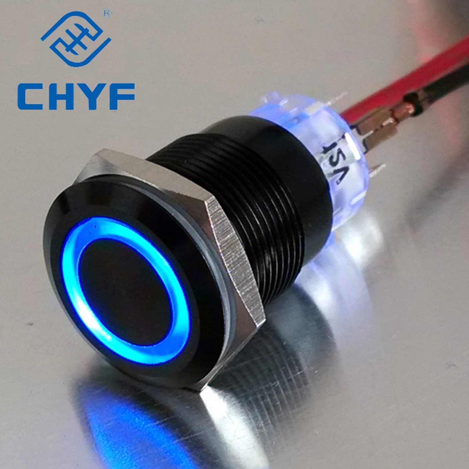 Black Metal Push Button Switch 12/16/19/22mm Waterproof LED Light Flat Power Momentary Reset Latching Fixed 6V 12V 220V 3A CHYF