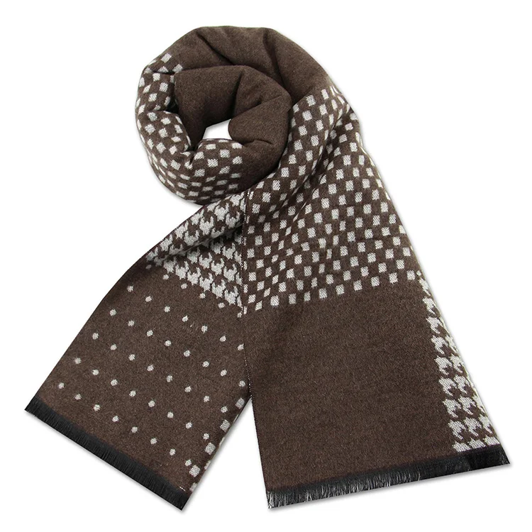 New Design Soft Scarf Shawl Wool Blended Yarn Dyed Plaid With Tassels Winter Scarf For man