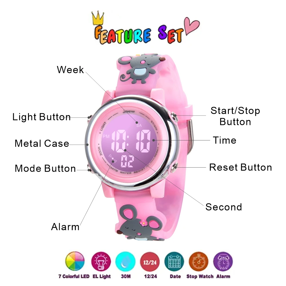 Kids Digital Watch Sports Led Watches With Alarm Waterproof Wrist Watches For Boy Girls Children