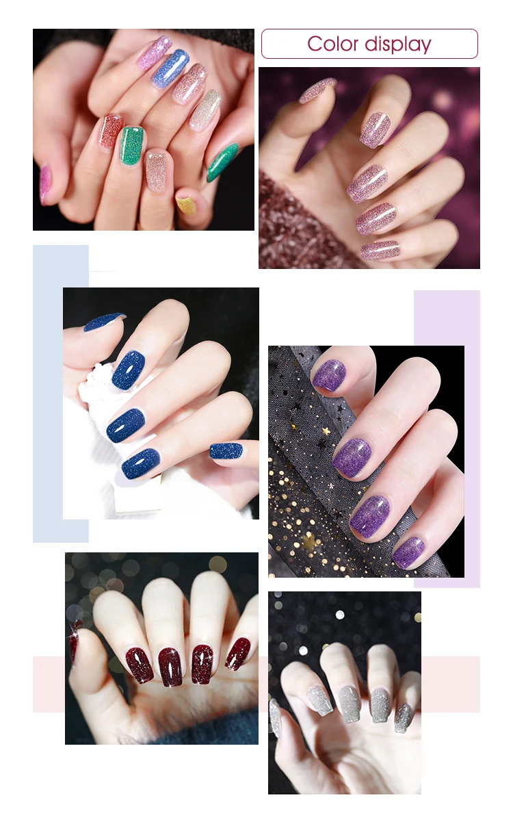 Wholesale Supplies Custom Logo Oem Color Disco Reflective Glitter UV Nail Gel Polish 15 ml Esmalte Gelpolish