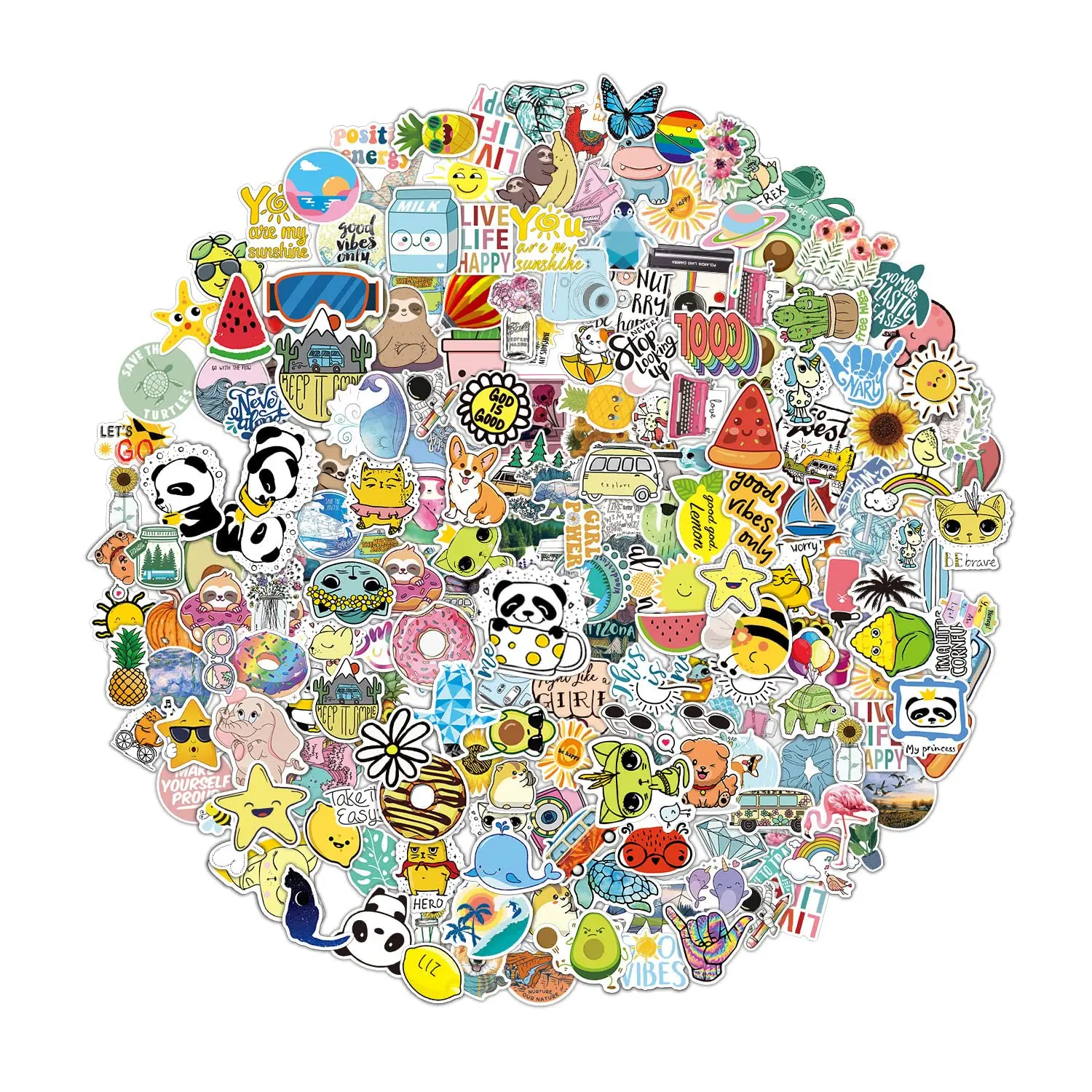 Olansit 200 PCS Water Bottle Stickers for Kids Teens, Cute Vinyl Waterproof Laptop Skateboard Stickers, Aesthetic Car Decals