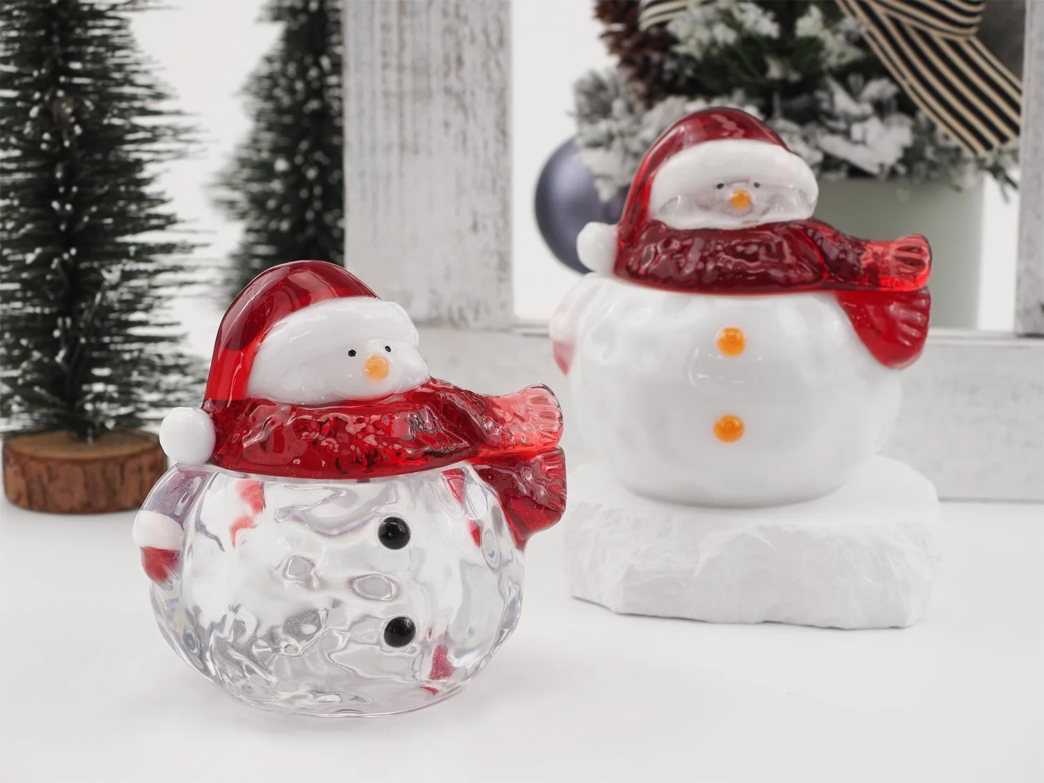KK28 Cement Plaster Christmas Snowman Storage Jar Silicone Mold Suitable for DIY Candle Jar Resin Mold with Lid Home Decoration