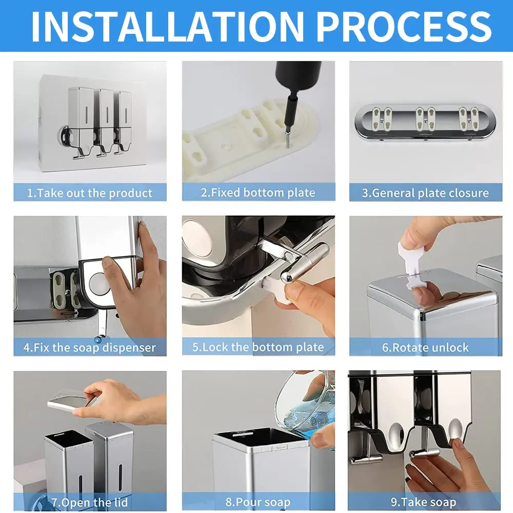 Hydroerelax 500ml per Cup Wall Mounted Manual Soap Dispenser for Home Bath Kitchen Hotels Restaurants Shower and Lotion Dispense