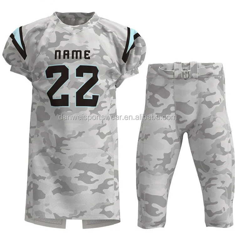 colored sublimated grey camo pattern new american football uniform