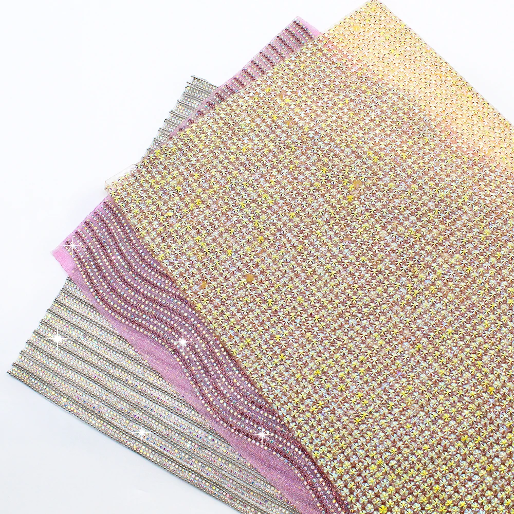 2021 Top Fashion SS6/SS8 Bling Brand Crystal AB Rhinestone Sheet Self Adhesive Rhinestone Mesh for Garments