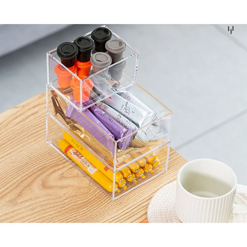 Tea Bag Compartment Desktop Organizer Office Coffee Milk Tea Plastic Categorized Storage Boxes
