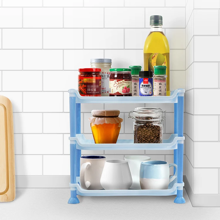 2-layers home room storage bathroom plastic rkitchen utility rack plastic for sale