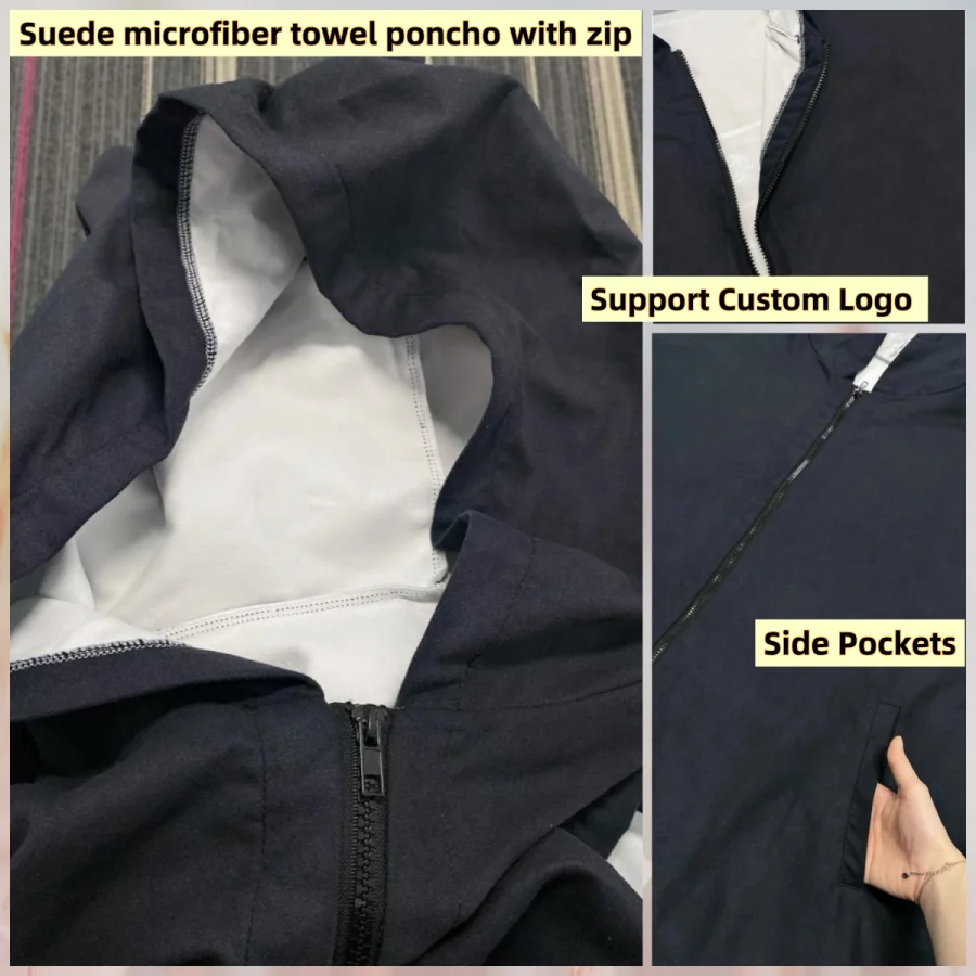 terry surf poncho hooded beach bathrobe towel surf changing poncho robe