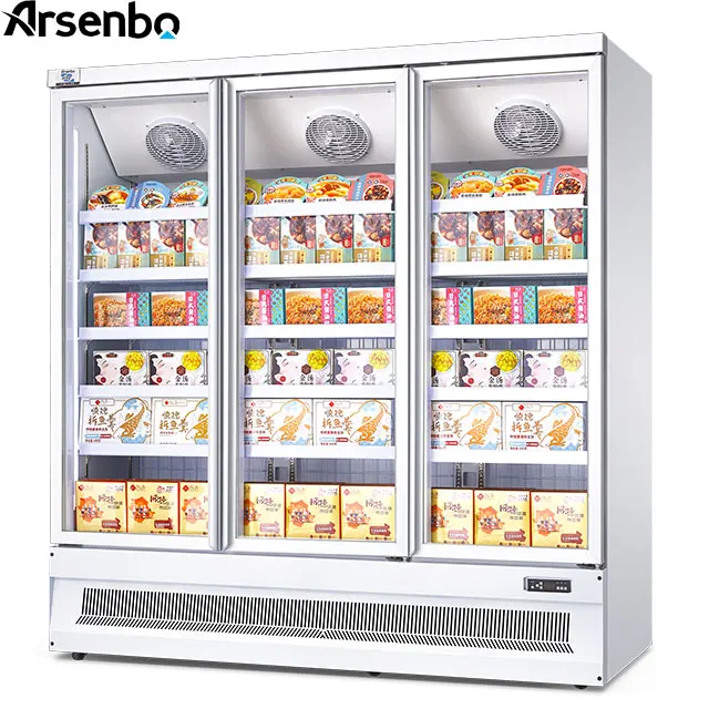 Arsenbo замороженных продуктов холодильник 2 двери витрина для мороженого 3-дверный черно-белые вертикальный демонстрационный морозильник
