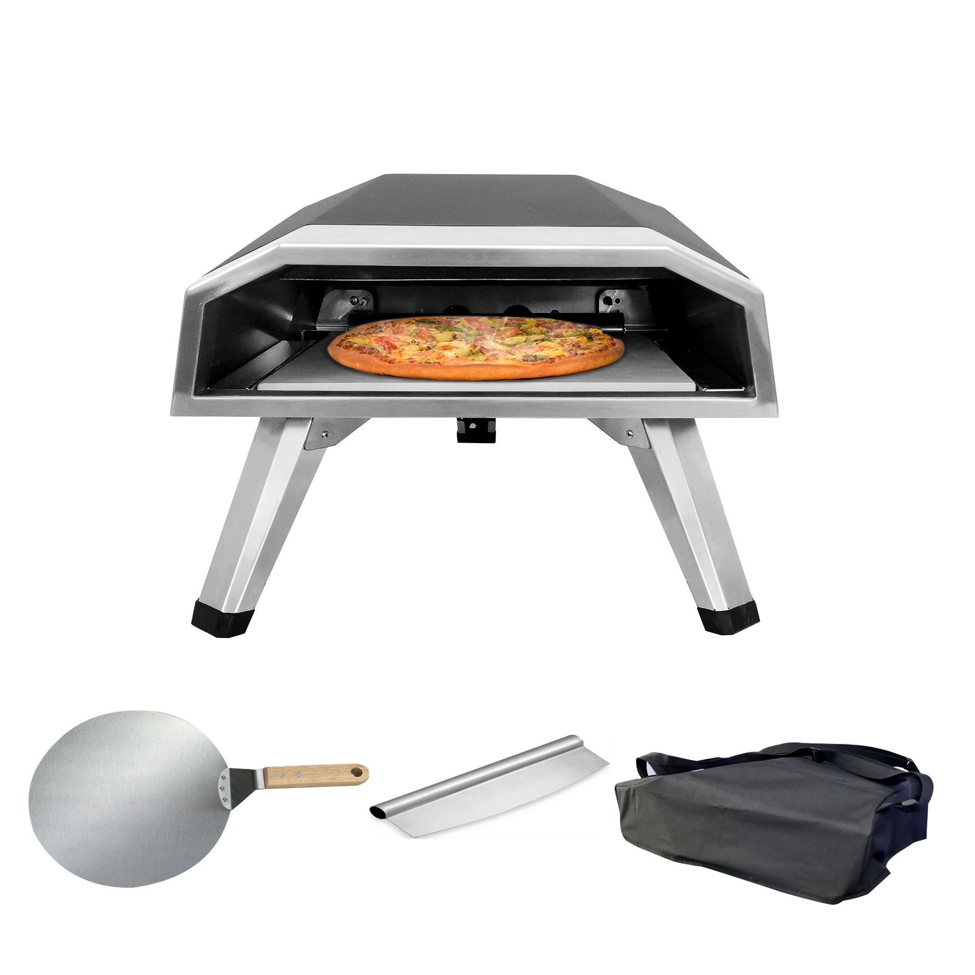 
Household portable gas and wood fired stainless steel pizza oven for outdoor 