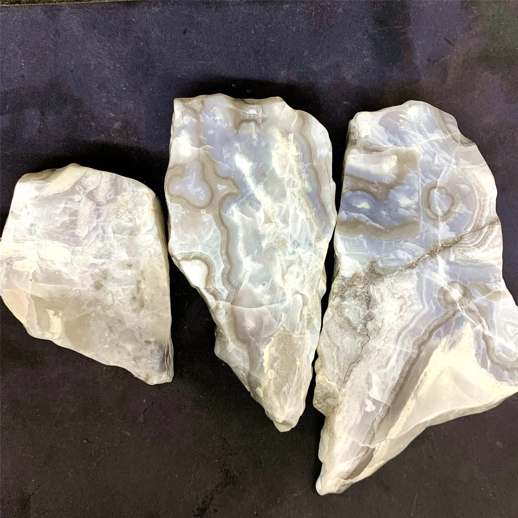 
Wholesale Natural Raw Rough Crystal Tumbles White Agate Plate Slice For Sale 