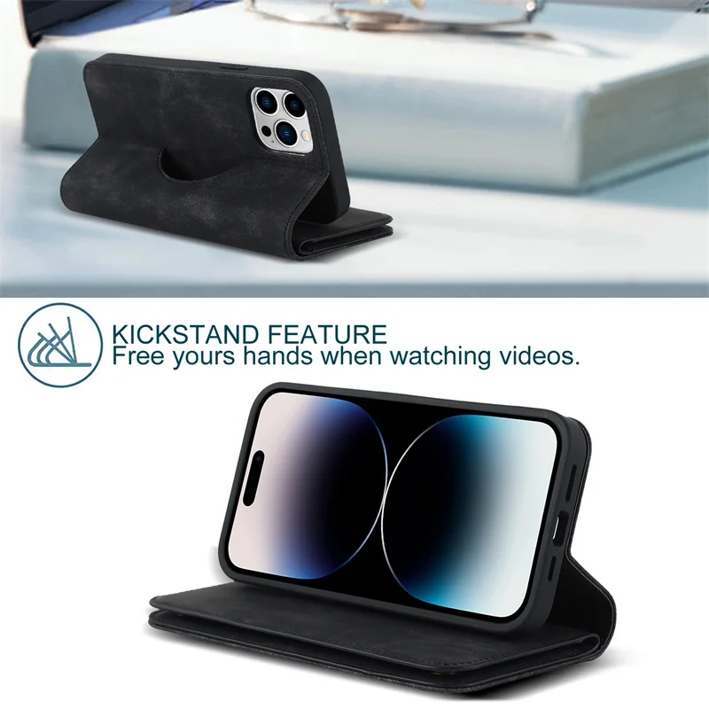 Flip Wallet Phone Cover Multiple Card Pouch Mobile Phone Case Leather Magnetic Case For iPhone 15 14 13 12 Pro Max