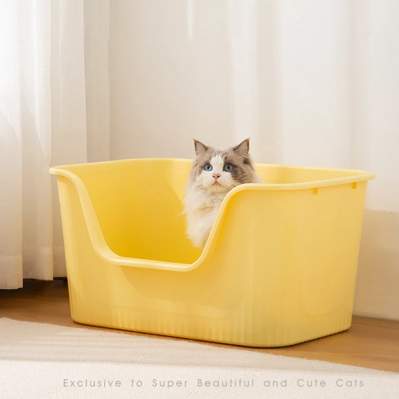 2024 Factory wholesale pet toilet sandbox litter box open lid potty cat toilet litter box plastic toilet box
