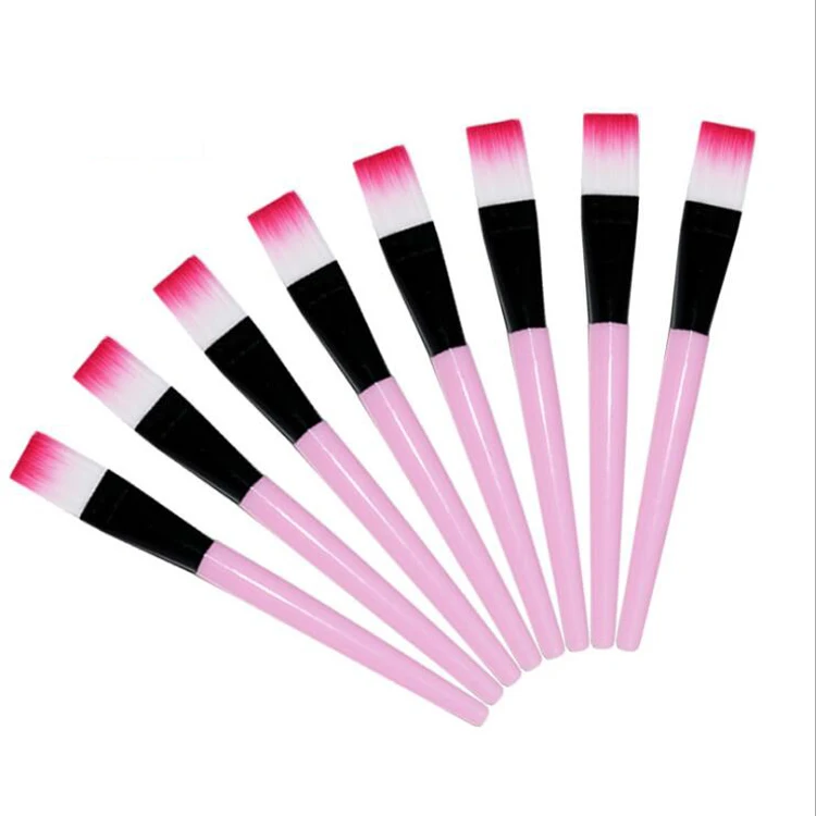  Wholesale White Color Pink Mask Brush Plastic Handle Soft Nylon Hair Cosmetic