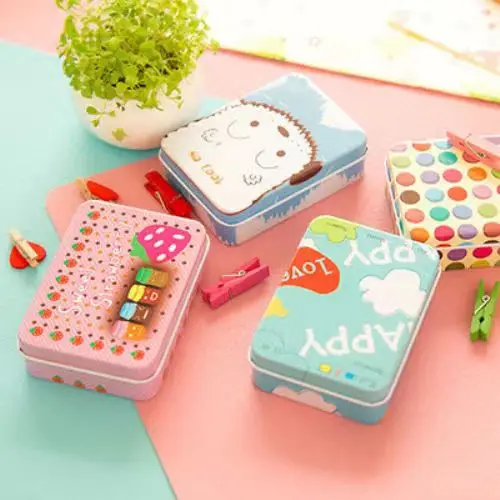 Custom Printing tin can package Color Pencil Case Metal Box Rectangular Tin Box