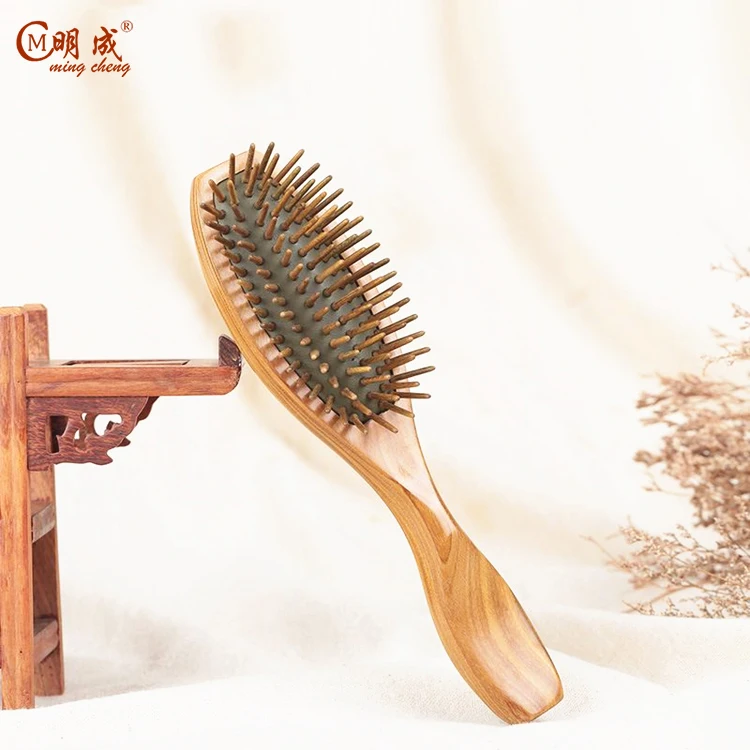 
Custom printed and laser logo A grade luxury green sandal wood beard and hair brush comb 