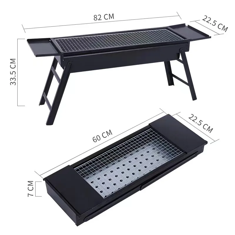 New Drawer-type charcoal grill multi-scene camping parties Rectangular portable folding BBQ grill